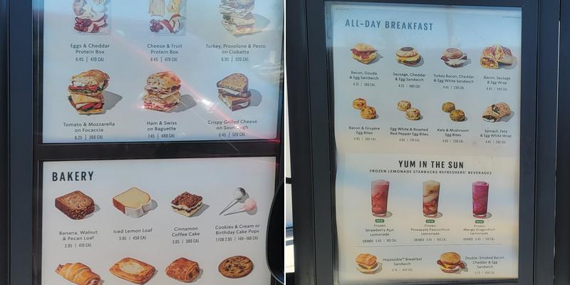 Starbucks Menu