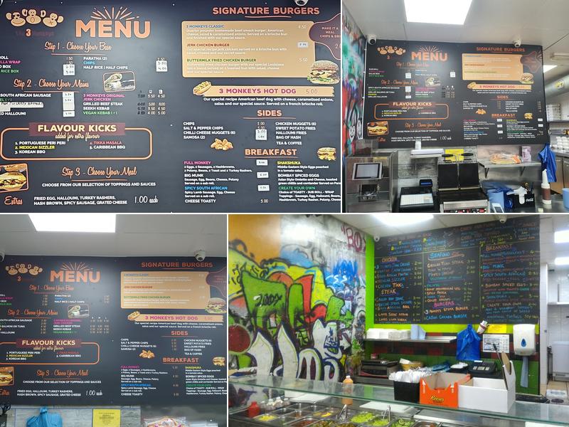 The 3 Monkeys Sandwich Bar Menu