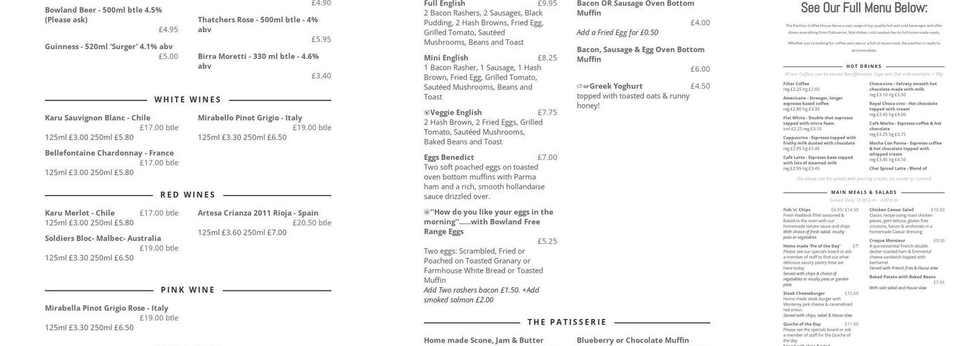 Shackletons Home & Garden Menu