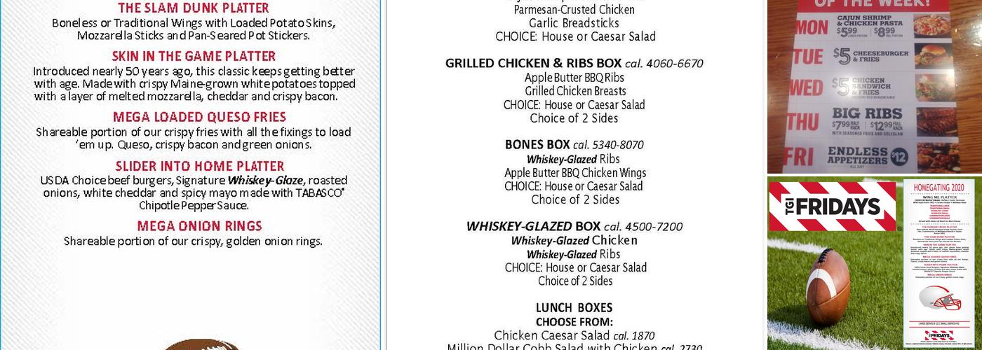 TGI Fridays Menu