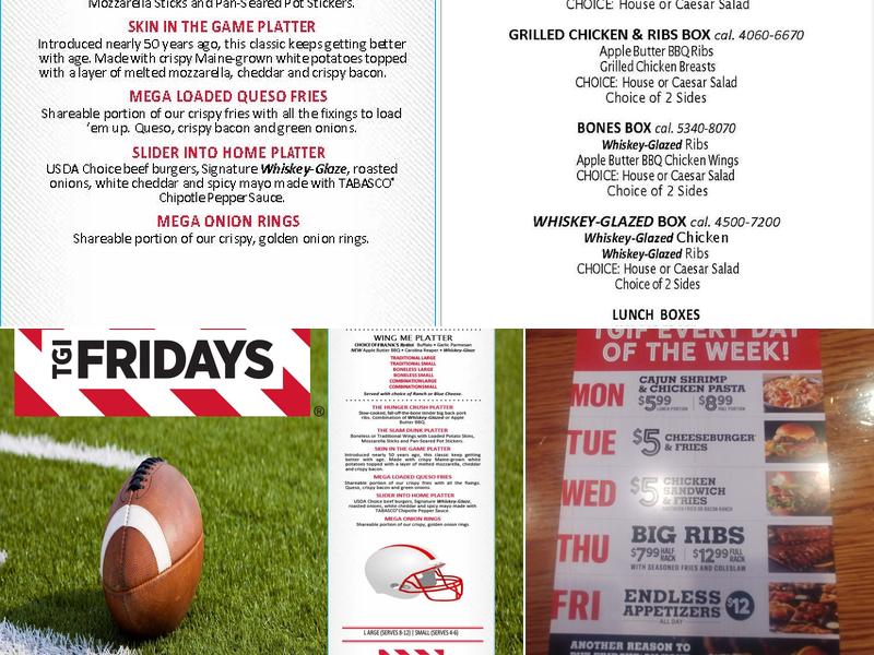 TGI Fridays Menu