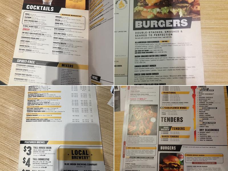 Buffalo Wild Wings Menu