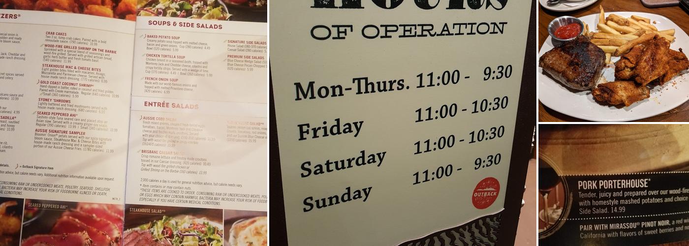Outback Steakhouse Menu