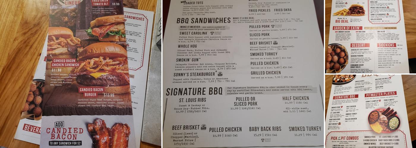 Sonny's BBQ Menu