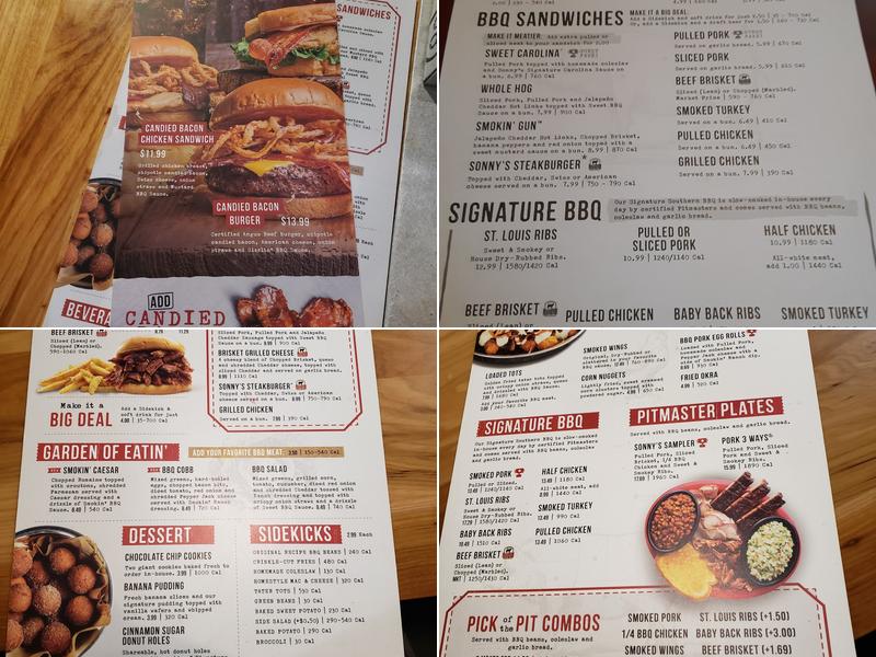 Sonny's BBQ Menu