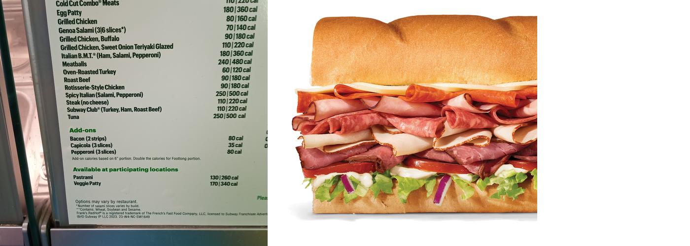 Subway Menu