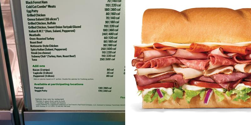 Subway Menu