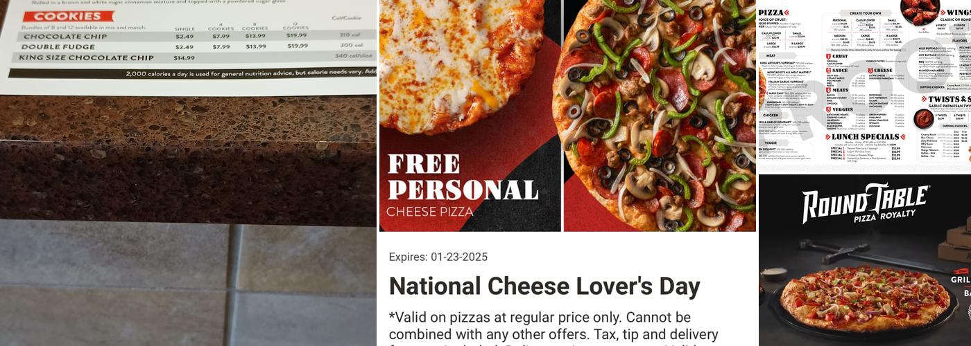 Round Table Pizza Menu