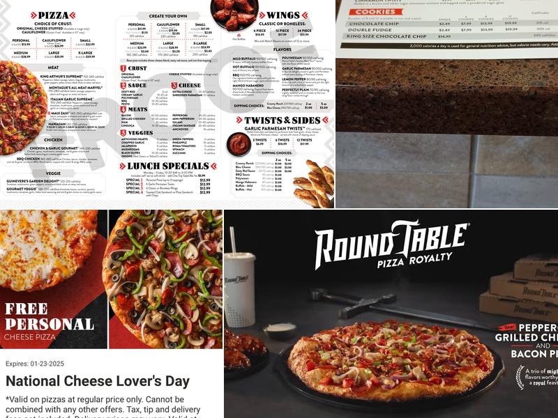 Round Table Pizza Menu