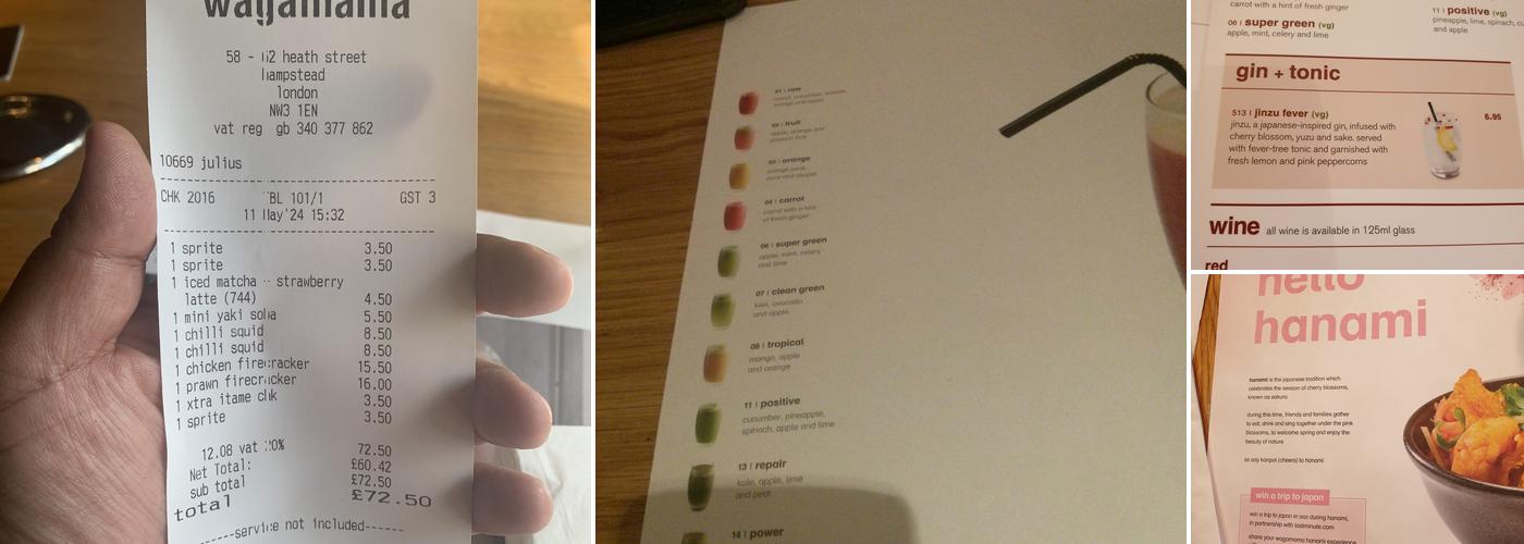 wagamama hampstead Menu