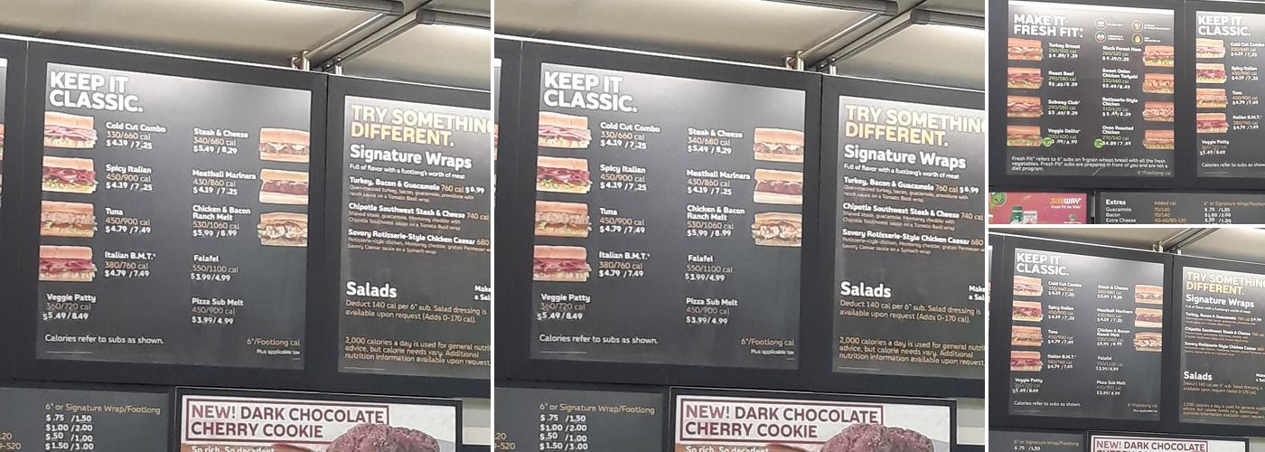 Subway Menu