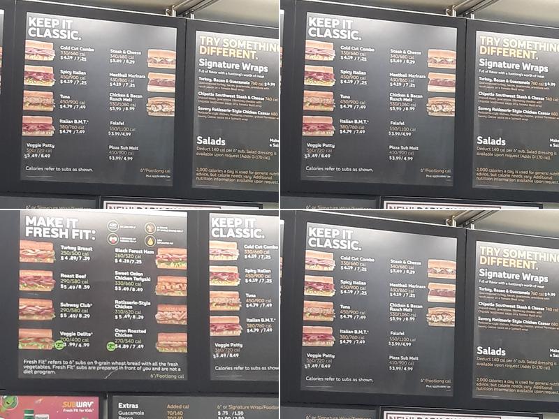 Subway Menu