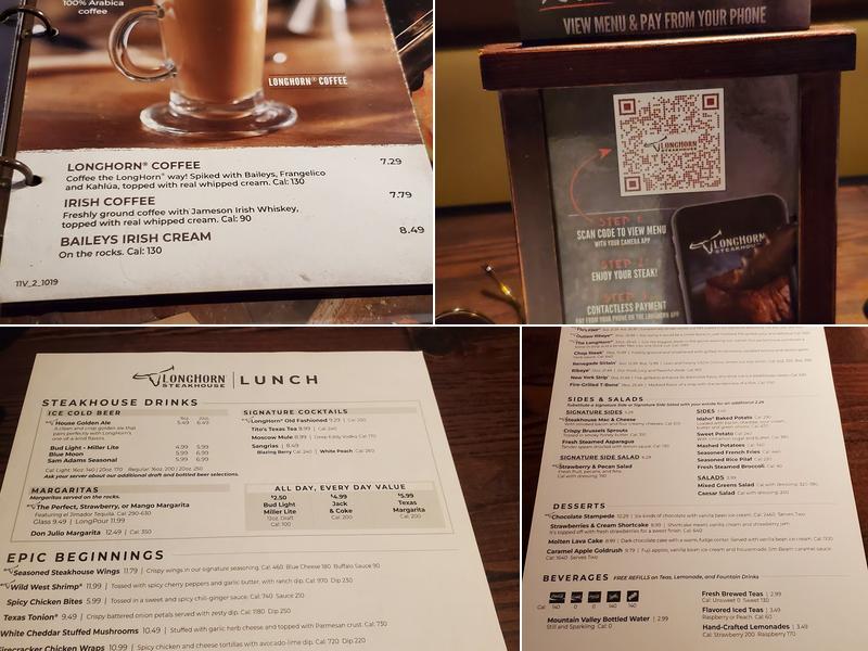 LongHorn Steakhouse Menu