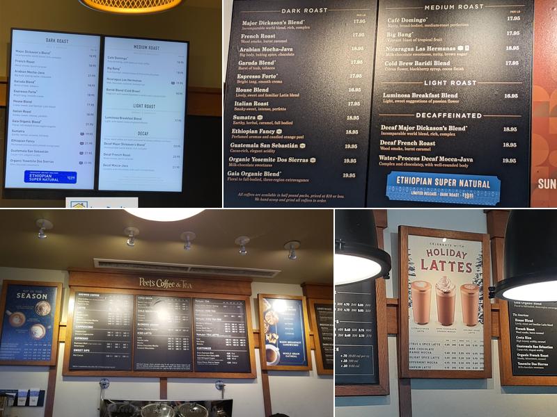 Peet's Coffee Menu