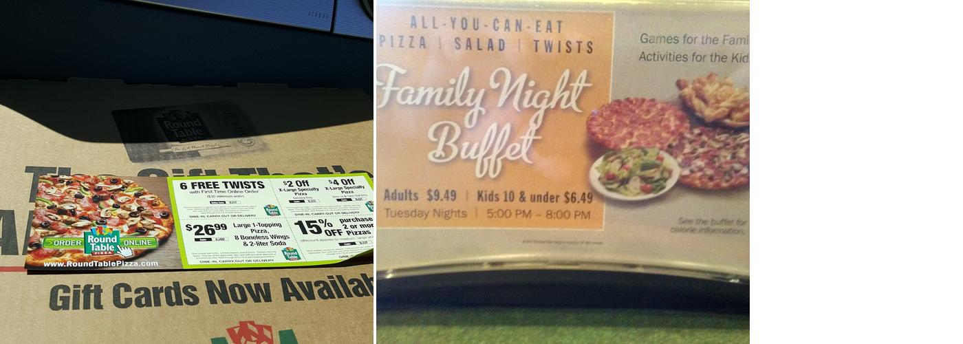 Round Table Pizza Menu