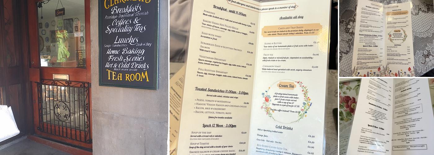 Clarinda's Tearoom Menu