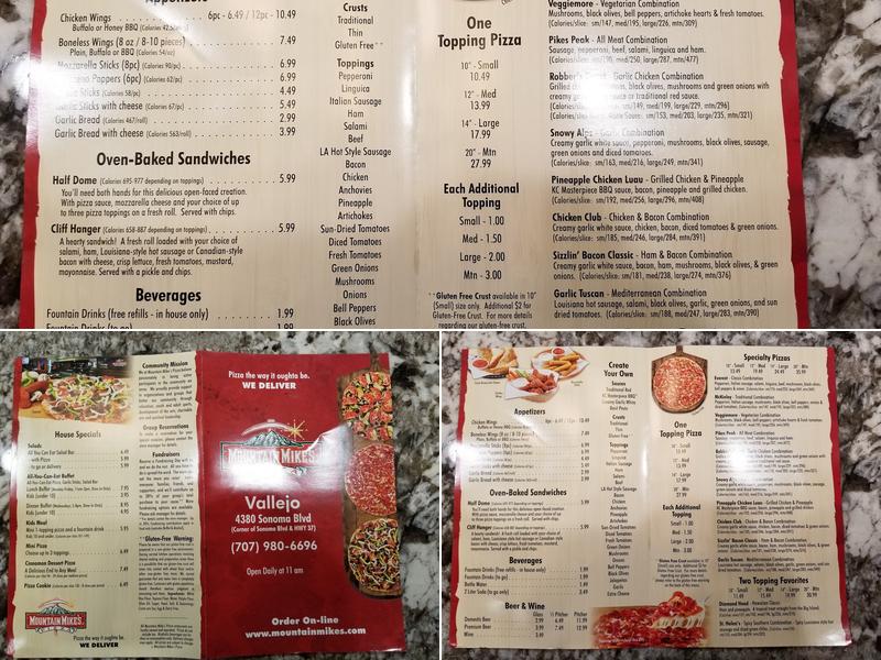 Mountain Mike's Pizza Menu