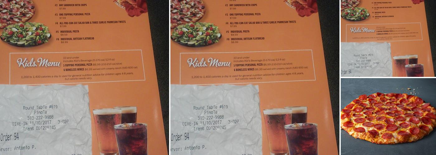 Round Table Pizza Menu