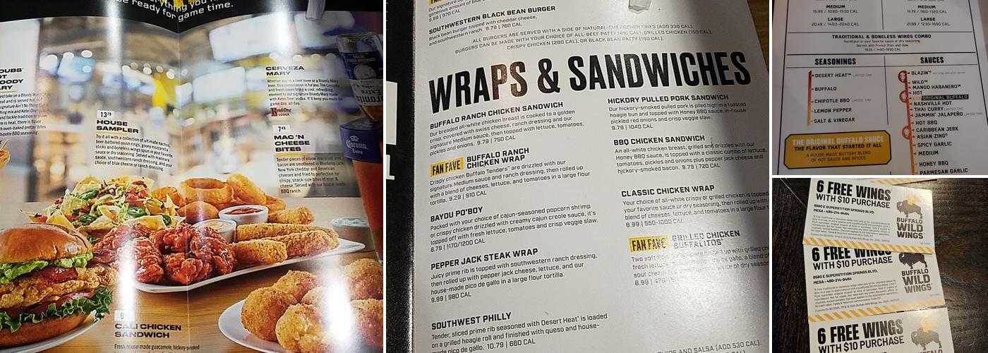 Buffalo Wild Wings Menu