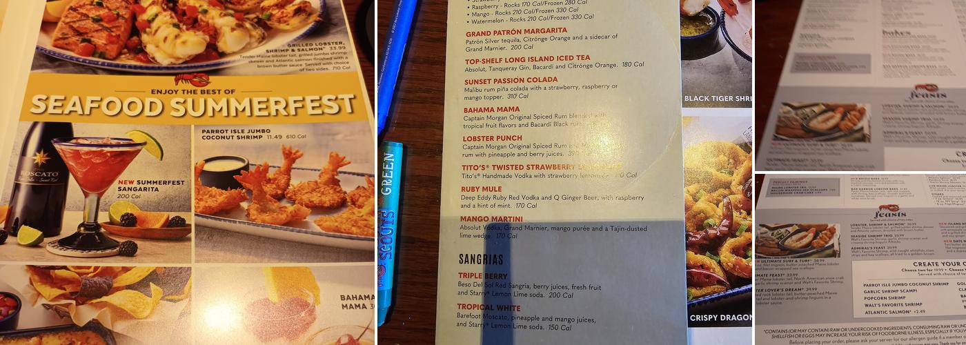Red Lobster Menu