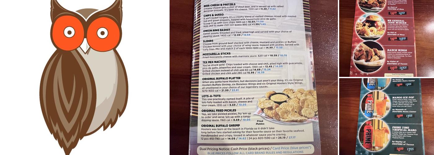 Hooters Menu
