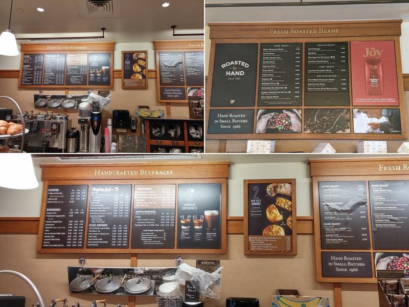 Peet's Coffee Menu