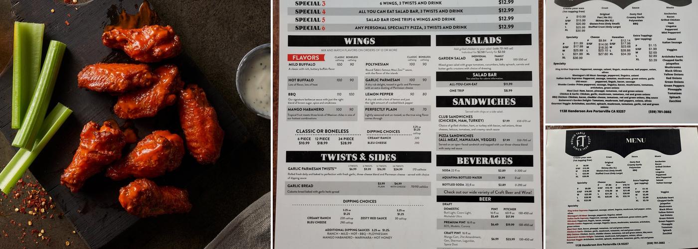Round Table Pizza Menu