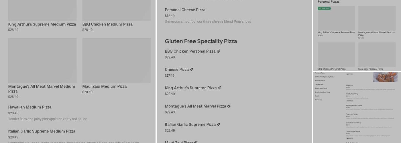 Round Table Pizza Menu