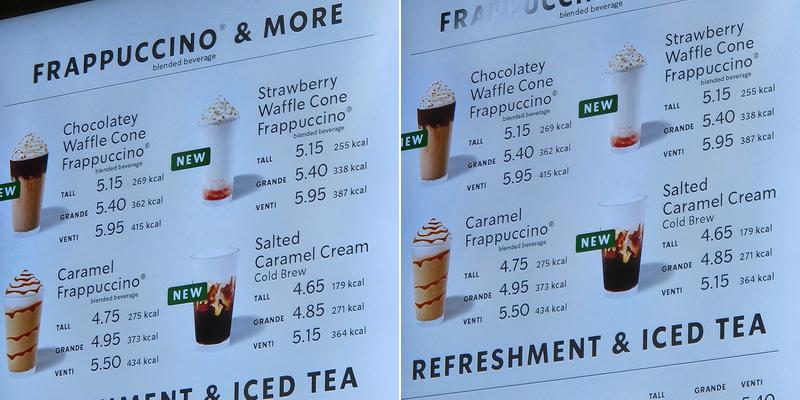 Starbucks Coffee Menu