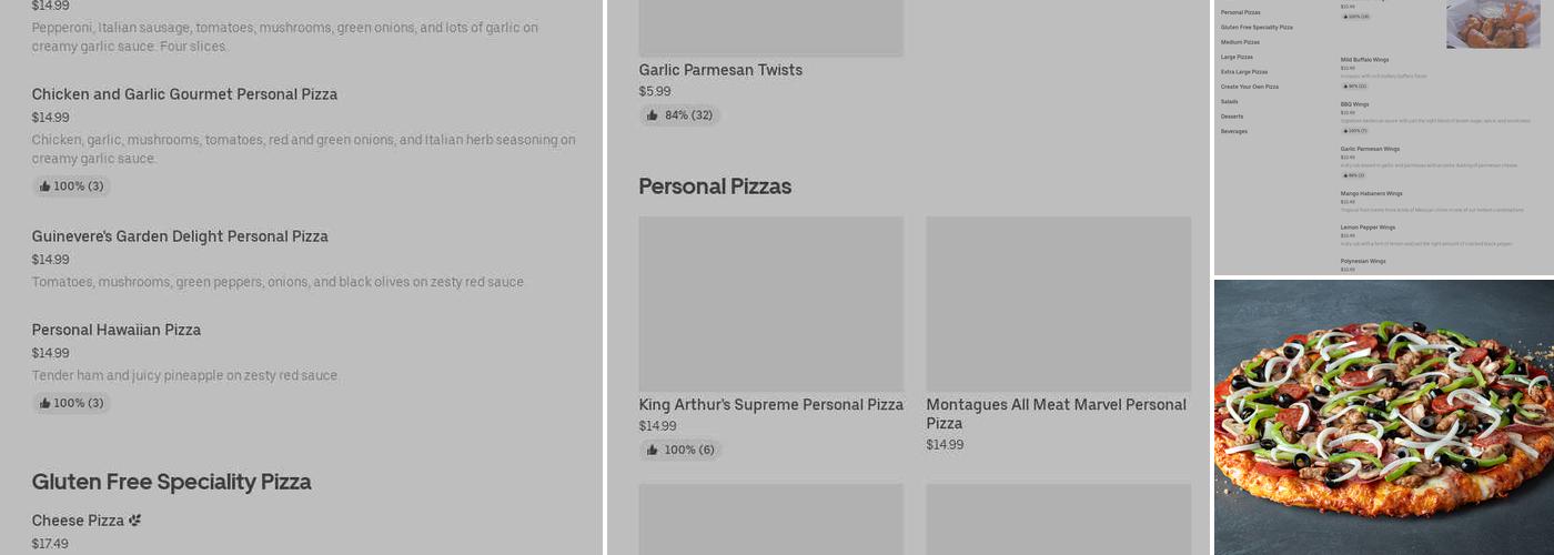 Round Table Pizza Menu
