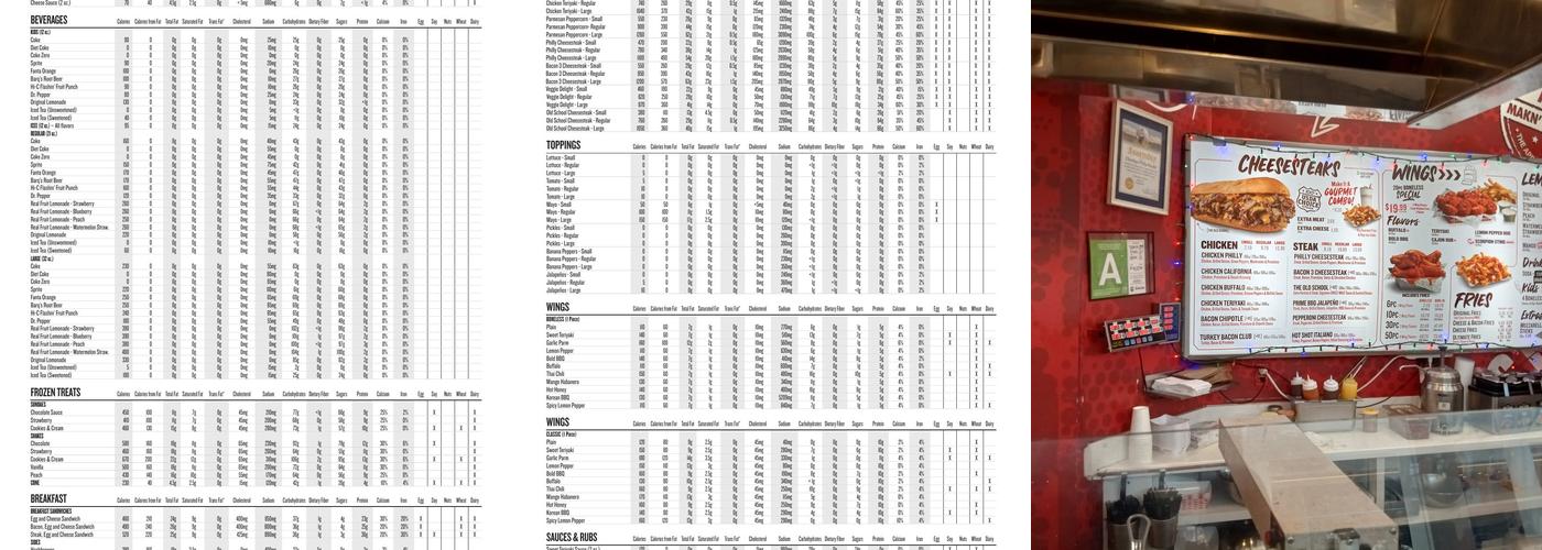 Charleys Cheesesteaks Menu