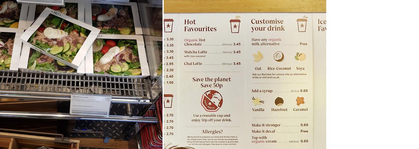 Pret A Manger Menu