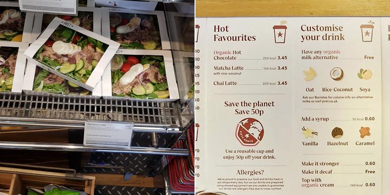 Pret A Manger Menu