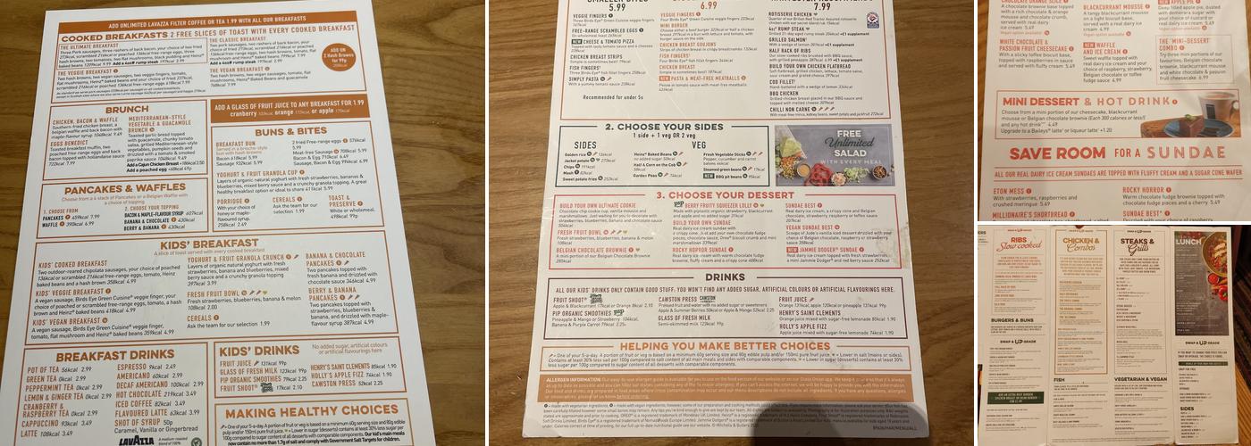 Harvester Plough Sutton Menu