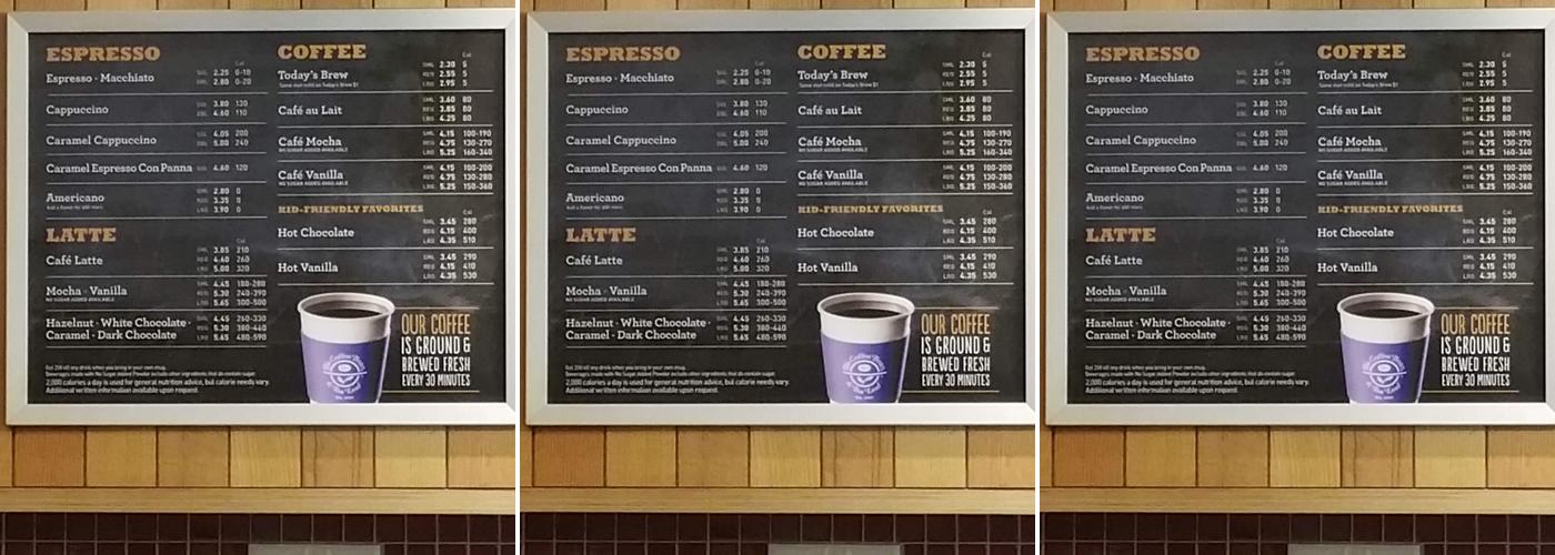 The Coffee Bean & Tea Leaf Menu