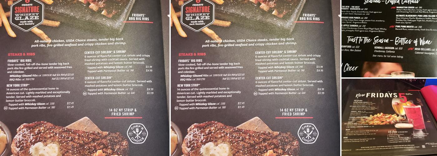 TGI Fridays Menu