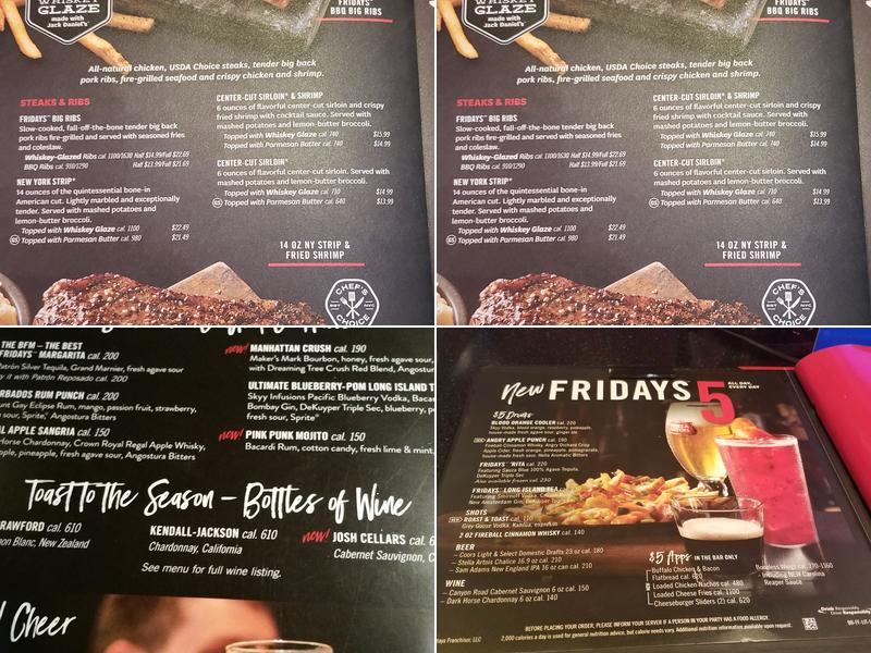 TGI Fridays Menu