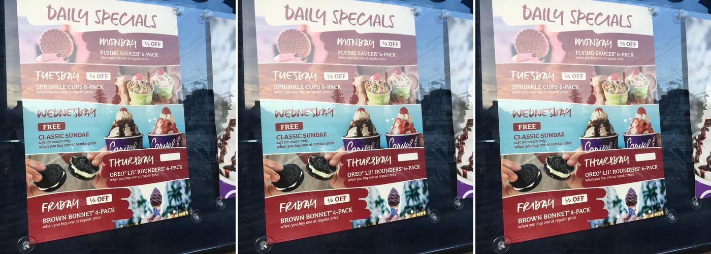 Carvel Menu