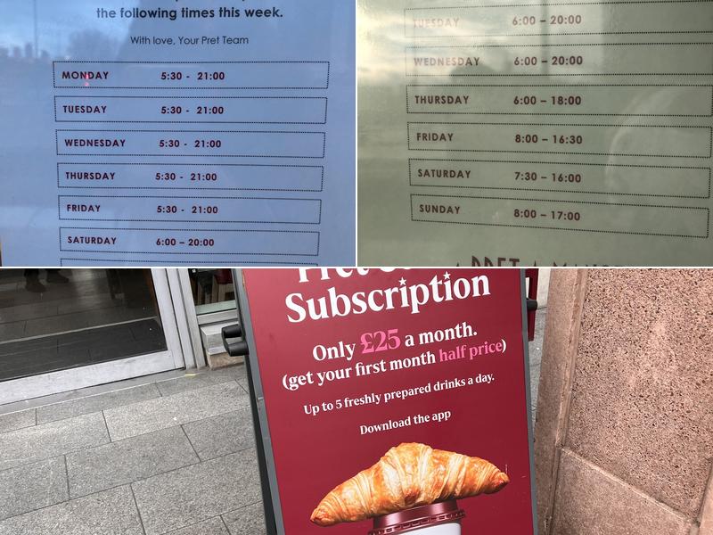 Pret A Manger Menu