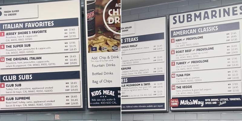 Jersey Mike's Subs Menu