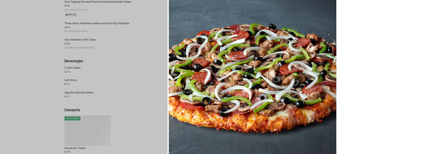 Round Table Pizza Menu