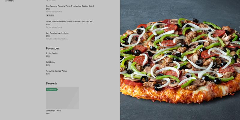 Round Table Pizza Menu