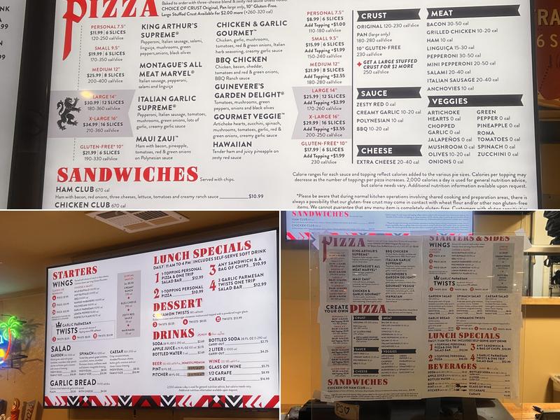 Round Table Pizza Menu