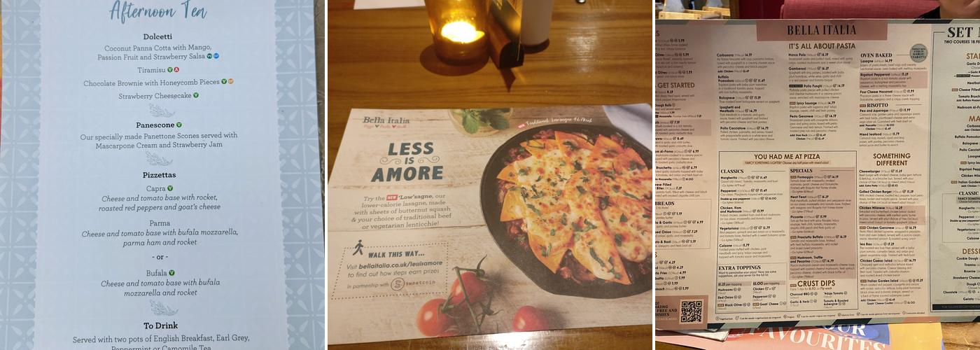 Bella Italia - Reading Oracle Menu