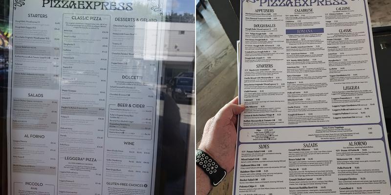 Pizza Express Menu
