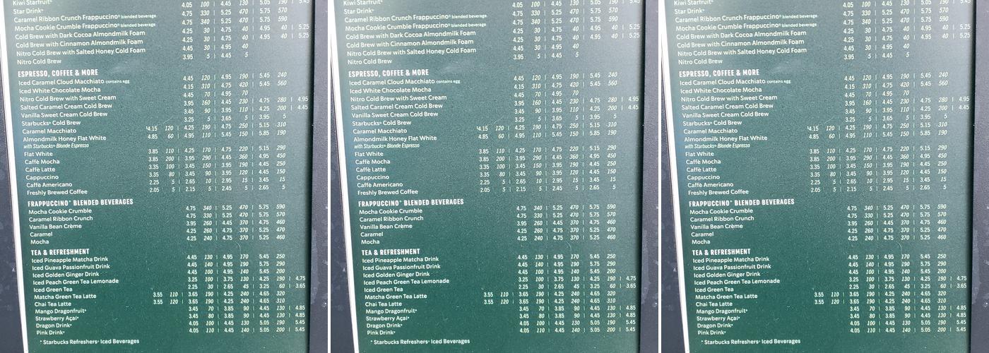 Starbucks Menu