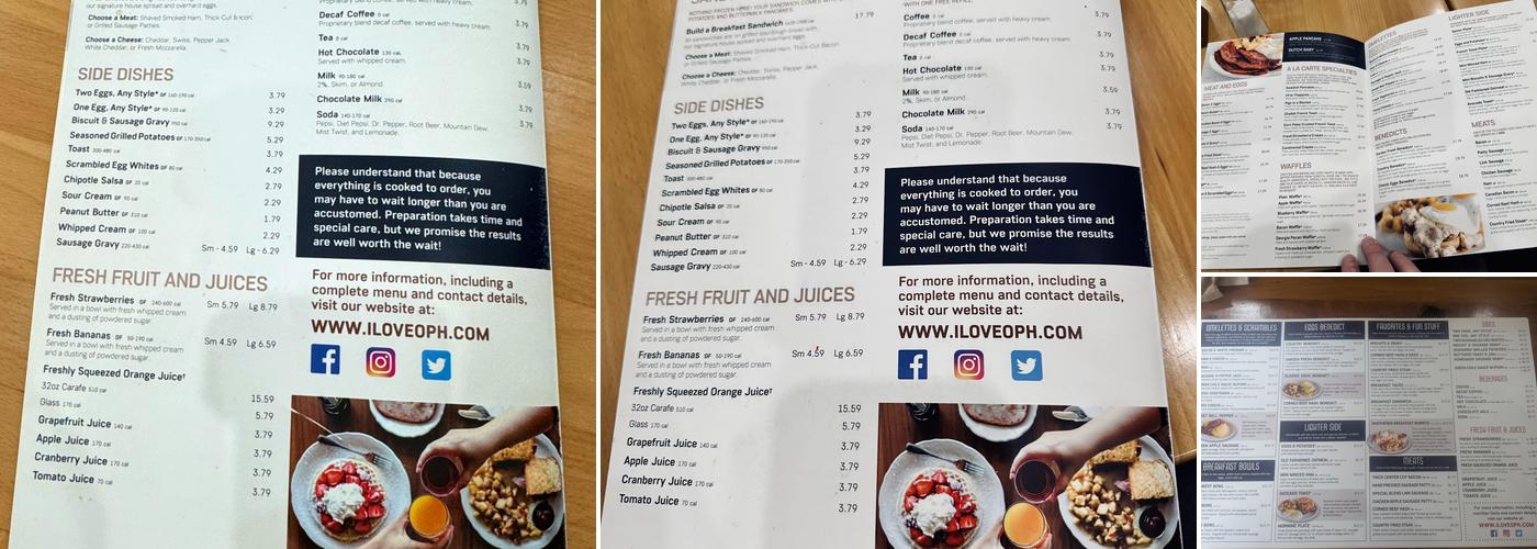 The Original Pancake House Menu