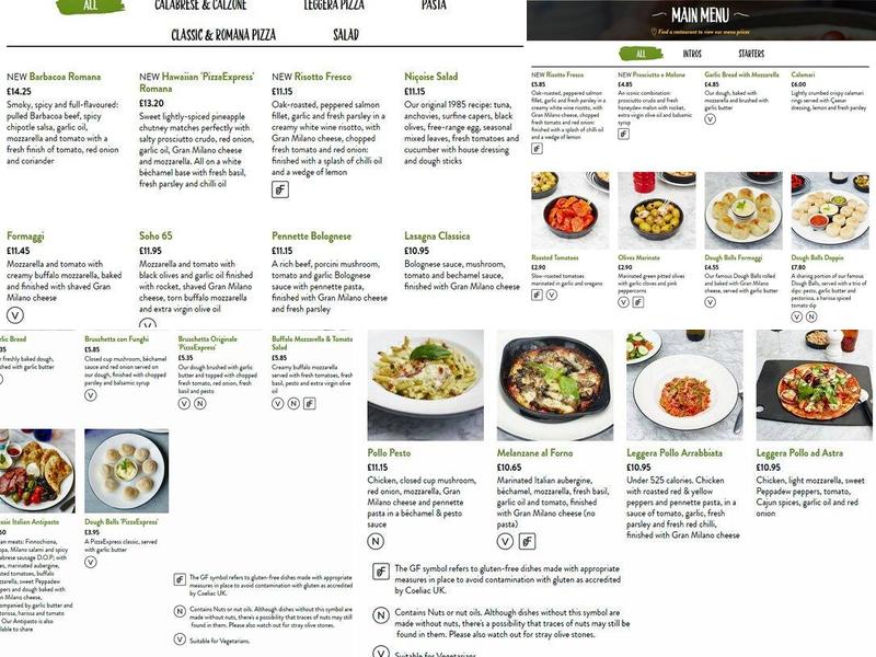 Pizza Express Menu