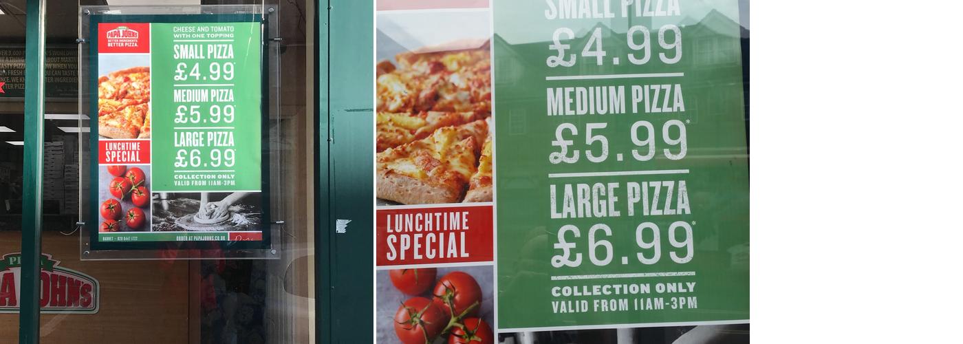 Papa Johns Pizza Menu