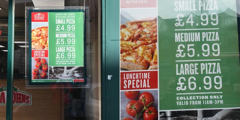 Papa Johns Pizza Menu